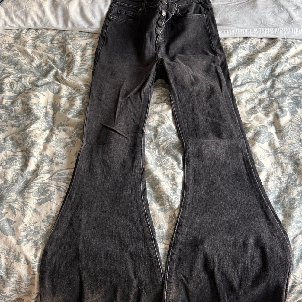 We The Free Black Flare Wide Leg Jeans